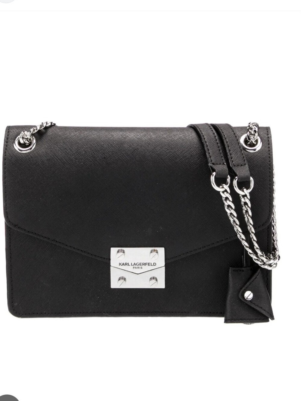 Karl Lagerfeld Paris $825 Saffiano Leather Shoulder Bag In Black